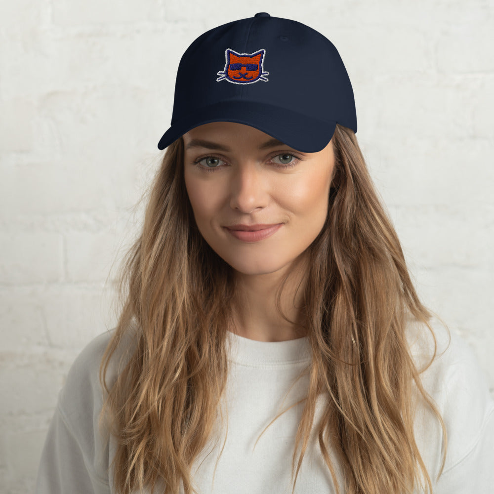 Kitty dad hat in Navy, worn