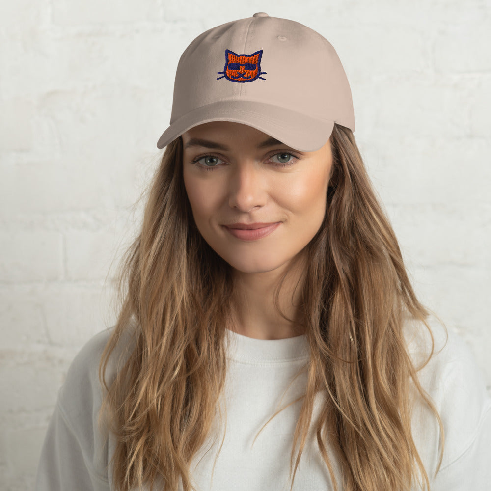 Kitty dad hat in Stone, worn