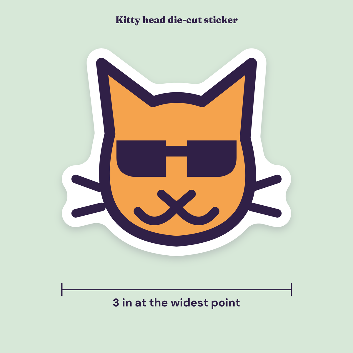 Size guide: the sticker measures 3 inches at its widest point