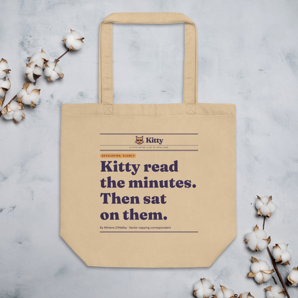 Read the Minutes tote, flat lay